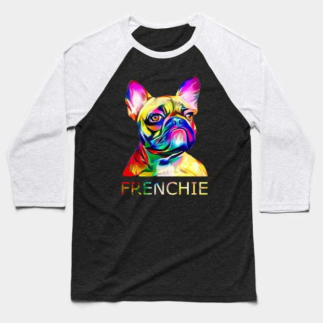 French bulldog, colorful face frenchie dog Baseball T-Shirt by Collagedream